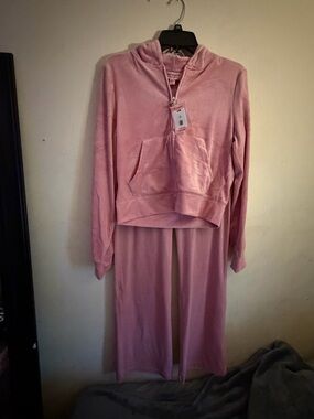 Juicy Pink Velour Hoodie & Lounge Pants Set